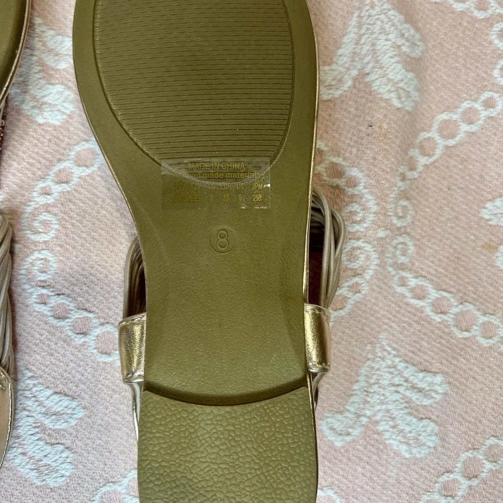 Dream Pairs Women's Golden Flat Sandals Open Toe Size 8 - Picture 10 of 10